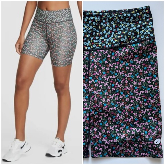 Nike One Printed Bike Short in Dri-fit Floral Print. Size: Medium. - Picture 1 of 11